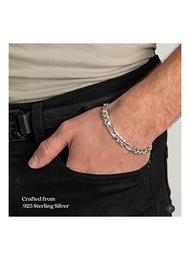 925 Sterling Silver 7mm Men's 200 Figaro Chain Necklace  - Image 3