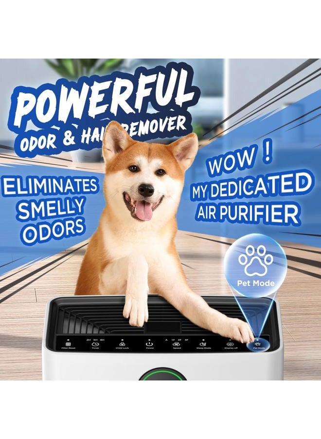 Mooka Air Purifiers for Home Large Room up to 2200sq.ft, Air purifier for Home Pets with Washable Filter, PM 2.5 Display Air Quality Sensor Air Cleaner for Bedroom, Dorm room, Pets, Office, PR1 - Image 2