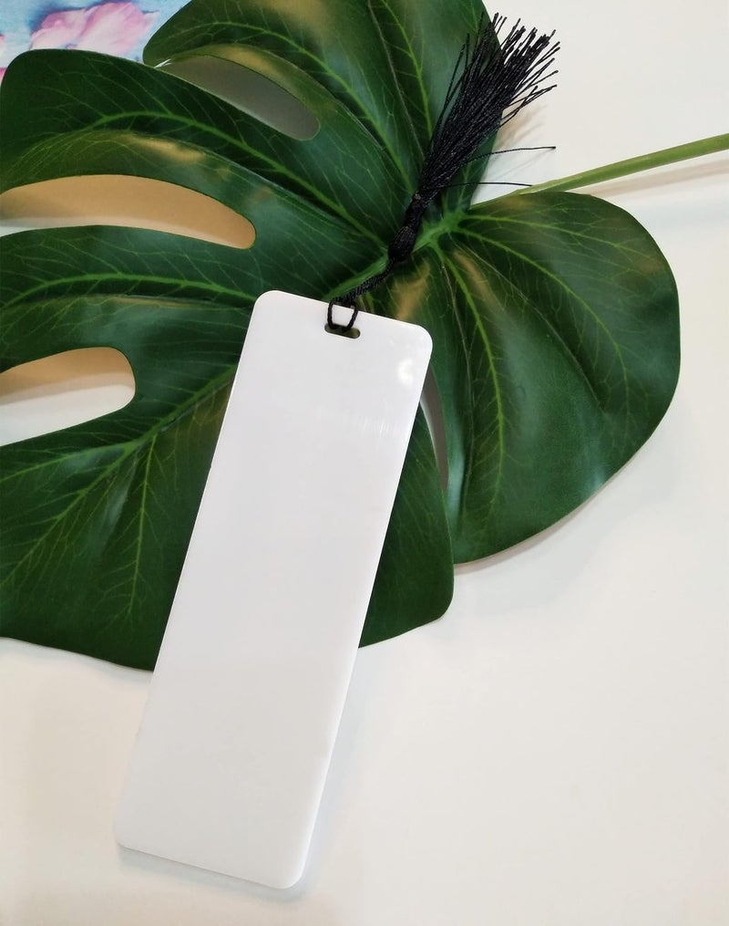 MEYA 10pcs Banks Acrylic Rectangular Bookmarks with Tassels for DIY Projects and Present Tags White 2x6 - Image 1