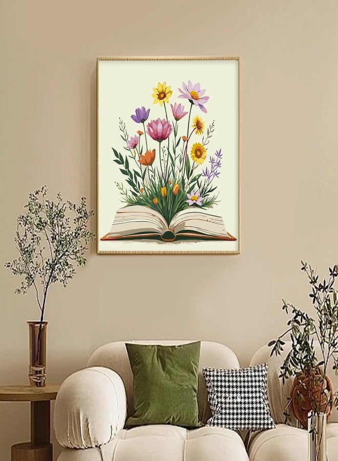 Camocin Framed Paint by Numbers Kit for Adults Beginner & Kids Ages 10-13, Books Easy Paint by Numbers with Frame, Flowers Acrylic Adult Painting by Number Kits on Canvas Framed for Gift Decor 10 x 10 Inch - Image 2