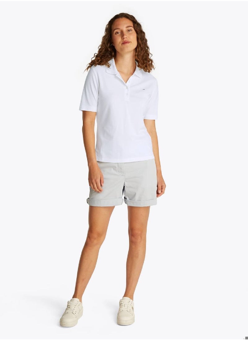 TOMMY HILFIGER Women's 1985 Collection Regular Fit Polo Shirt - Cotton, White  - Image 2