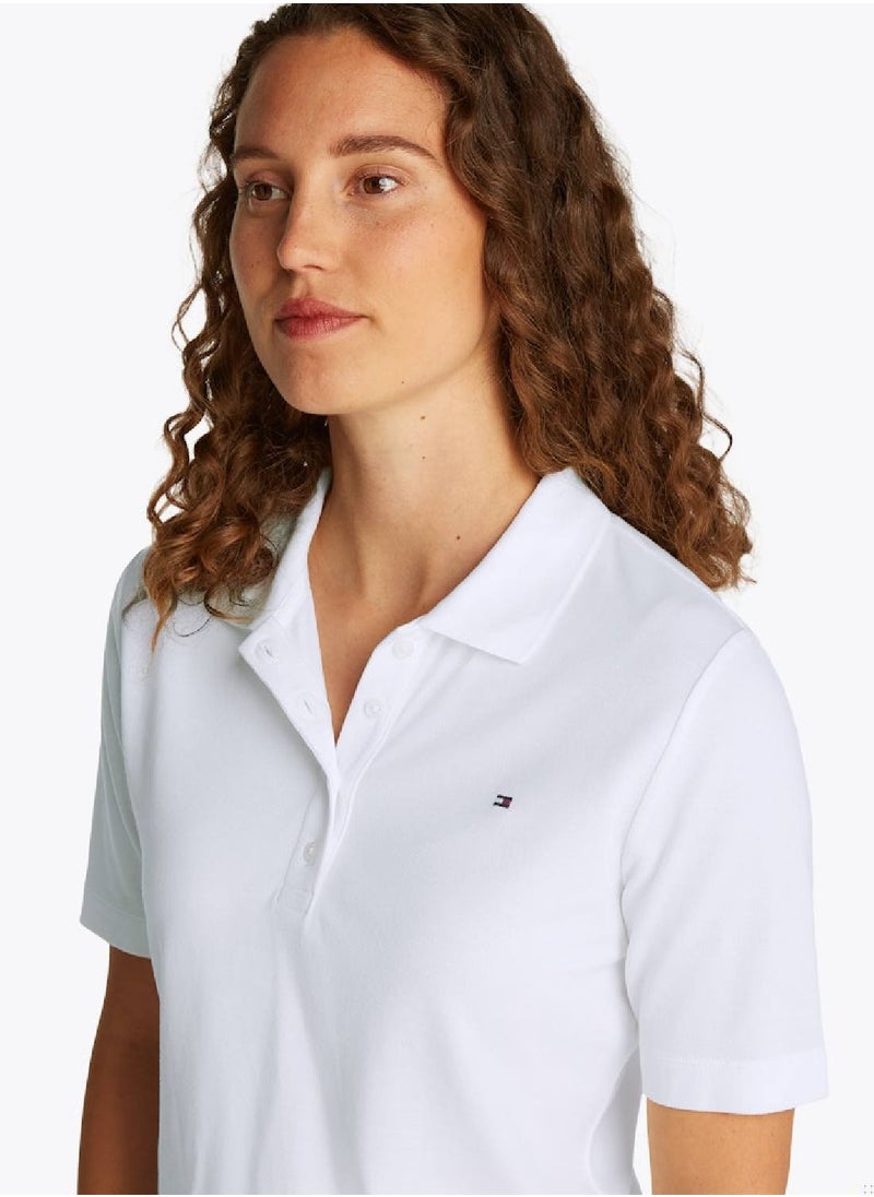 TOMMY HILFIGER Women's 1985 Collection Regular Fit Polo Shirt - Cotton, White  - Image 4