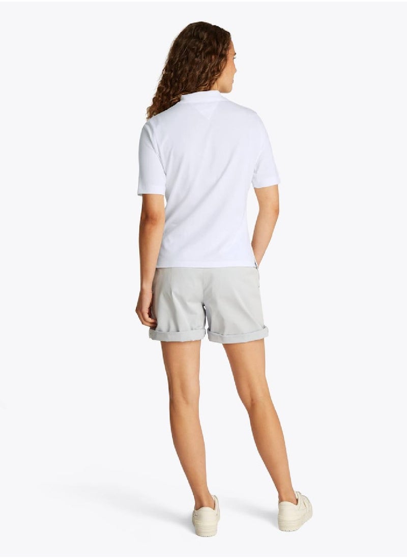 TOMMY HILFIGER Women's 1985 Collection Regular Fit Polo Shirt - Cotton, White  - Image 3