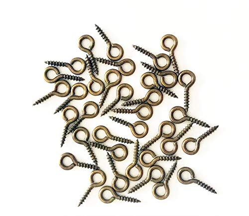 IDEALSV Small Screw Eyes Pin Hook Eyelets Screw Threaded Key Chain Hooks 10 x 5mm Mini Screw Eyes Pin Hoop for Jewelry Making Bronze 300 Pack - Image 1