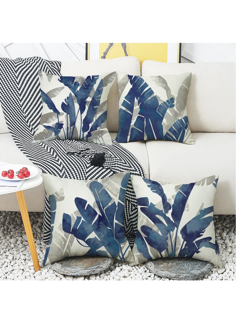 FASHION HOME مجموعة من 4 أغطية وسائد مزخرفة لغرف المعيشة والحديقة والديكور الخارجي  - Image 1