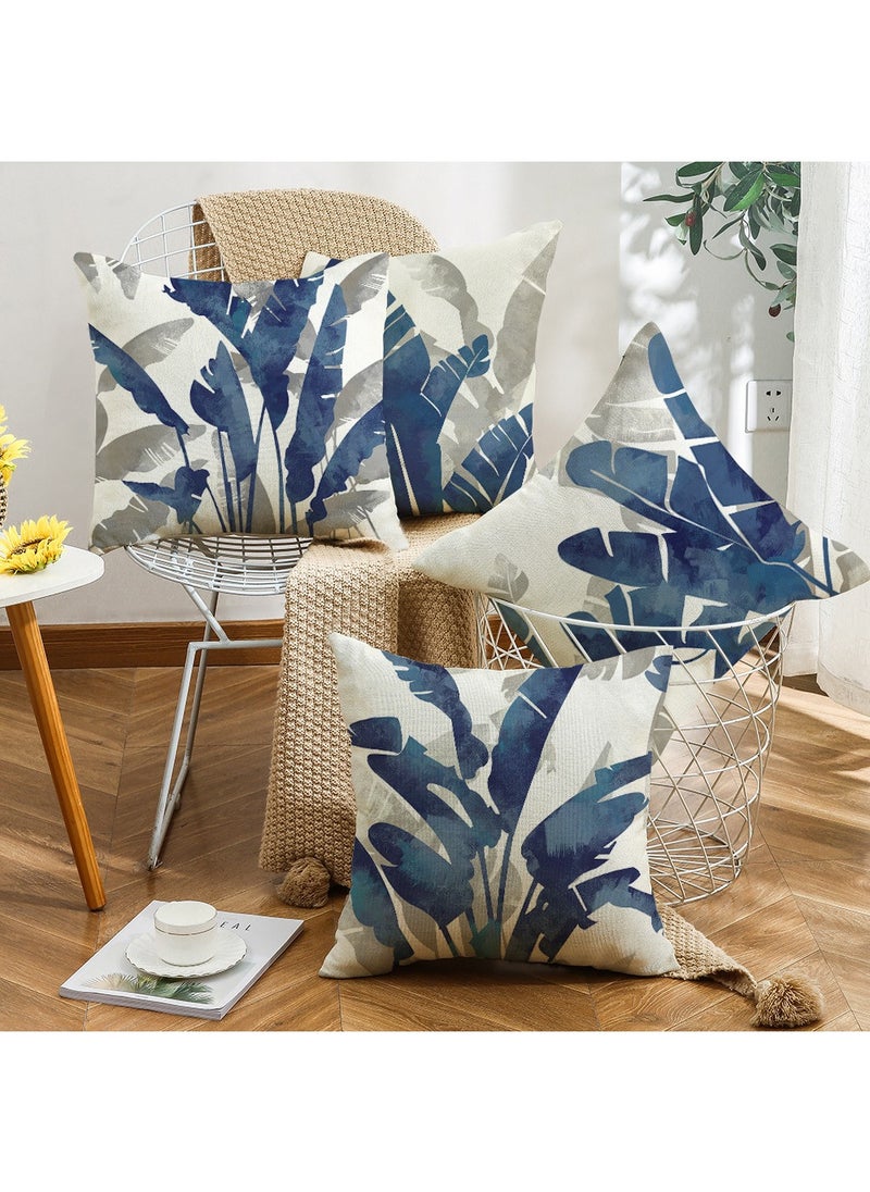 FASHION HOME مجموعة من 4 أغطية وسائد مزخرفة لغرف المعيشة والحديقة والديكور الخارجي  - Image 2