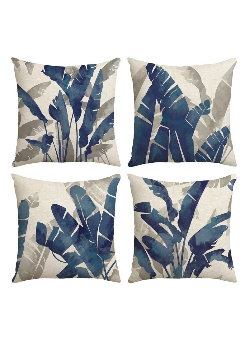 FASHION HOME مجموعة من 4 أغطية وسائد مزخرفة لغرف المعيشة والحديقة والديكور الخارجي  - Image 3