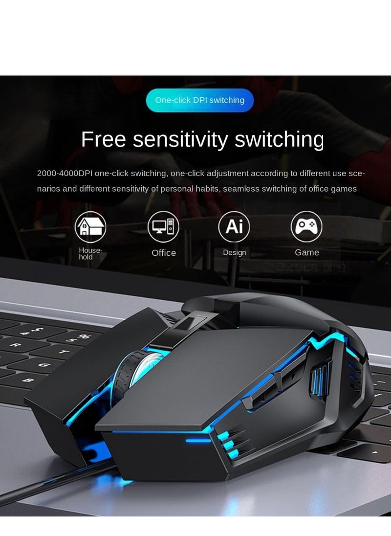 ماوس ألعاب سلكي فأرة كمبيوتر ماكرو ميكانيكية متغيرة الألوان وخفيفة للتنفس صامتة USB حبل مضفر مريح للكمبيوتر/الكمبيوتر المحمول USB مضيئة فأرة ألعاب تنافسية للكمبيوتر - pzsku/ZC4286A33A724FB2BD01DZ/45/_/1726221829/b1b577b7-1e04-45b8-ac09-48483c905546