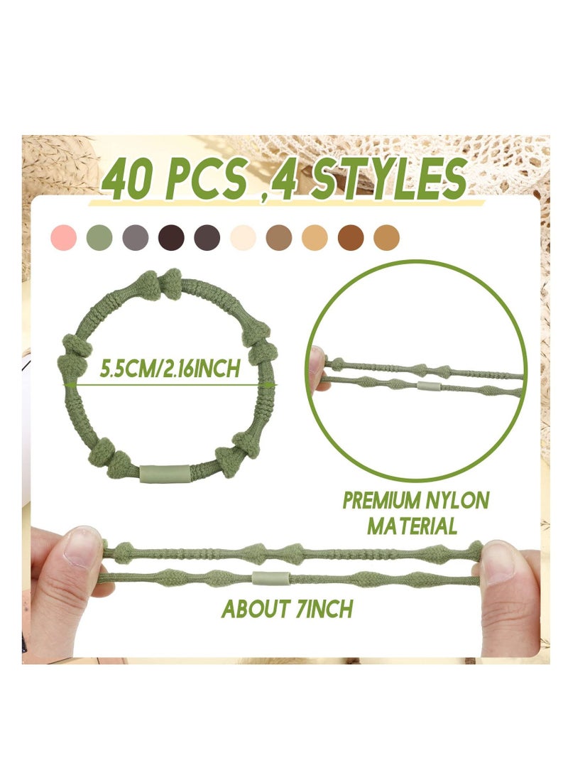 Y&D Boho Hair Ties for Women, 40 PCS Tie Bracelets, 10 Styles No Damage Elastic Cute Holders Soft Bands Thick Hair, Pony Tails, Curly Thin Long  - Image 2