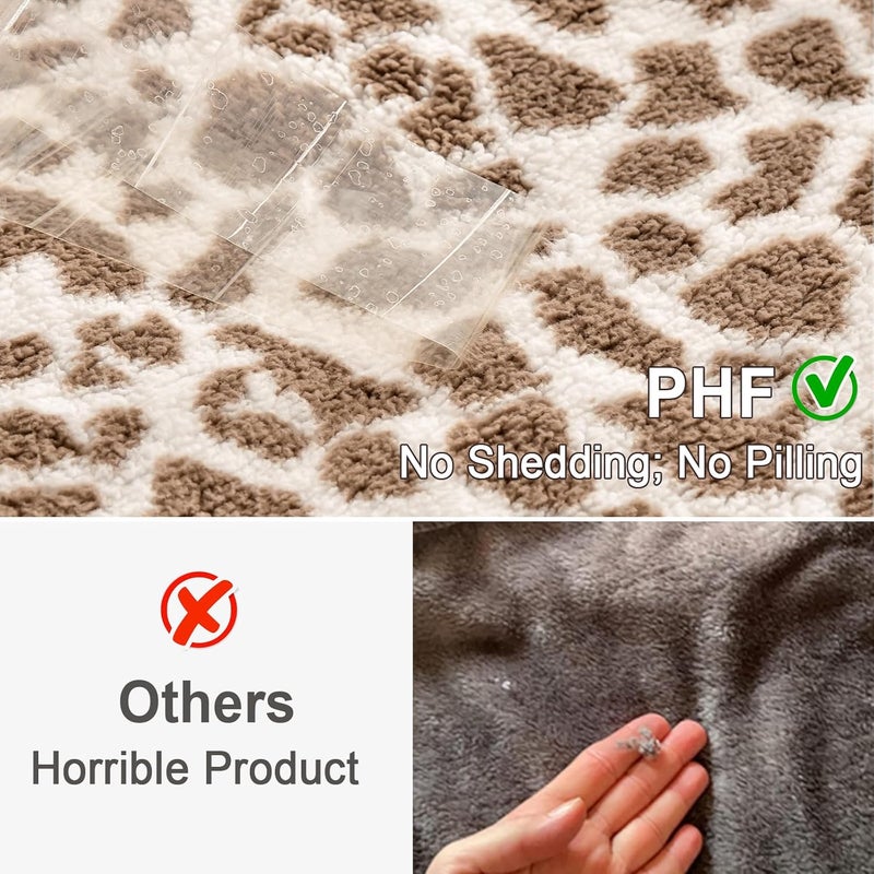 PHF Giraffe Print Sherpa Fleece Blanket Twin Size (152cm x 203 cm) for Teens Kids, Reversible Thick and Warm Blanket for Winter, Ultra Soft Fuzzy Animal Pattern Bedding for Bed Sofa Couch Travel - Image 4