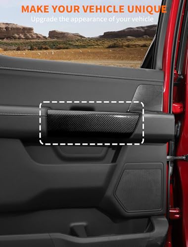 Savadicar Carbon Fiber Interior Accessories Rear Door Handles Trim Cover for Ford F150 2021present Premium Texture Interior Decor Upgrade Kit 2Piece Set - Image 3