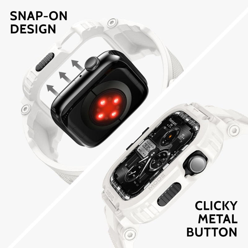 amBand 46mm for Apple Watch Series 11/10 Band Case Men, M1 Sport Rugged Heavy Duty Cover Tactical Strap Military Grade Protective Bumper Protector for iWatch 46 mm Men - White - Image 5