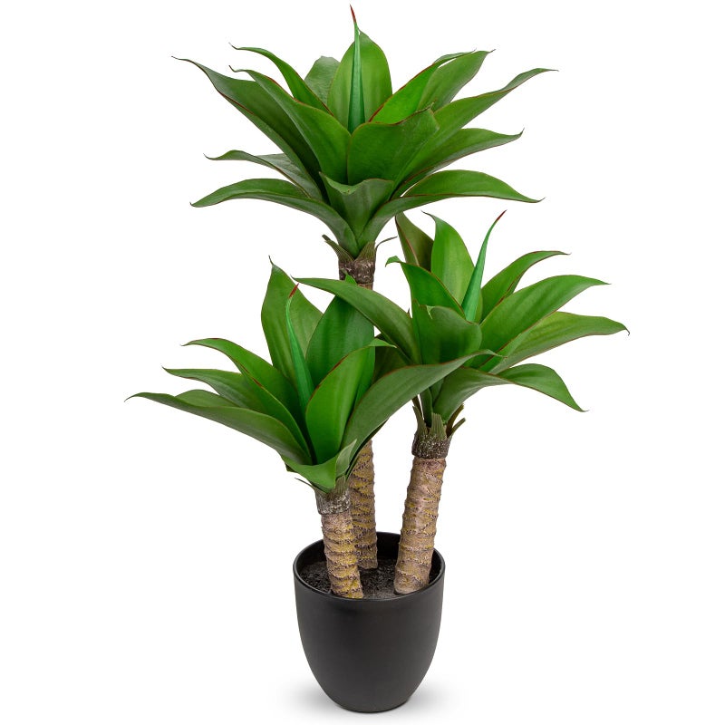 Briful 23.7'' Agave Plants Artificial Realistic Potted Faux Agave Plants 3 Maguey Fake Plants in Black Pot Houseplant for Home Decor Indoor Outdoor Farmhouse - Image 1