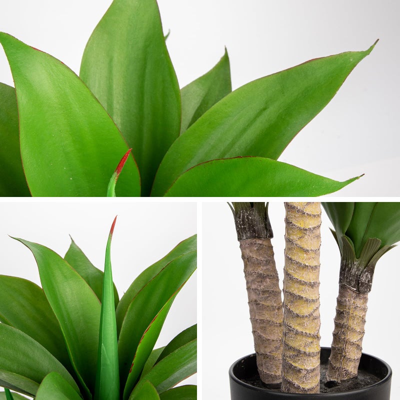 Briful 23.7'' Agave Plants Artificial Realistic Potted Faux Agave Plants 3 Maguey Fake Plants in Black Pot Houseplant for Home Decor Indoor Outdoor Farmhouse - Image 3