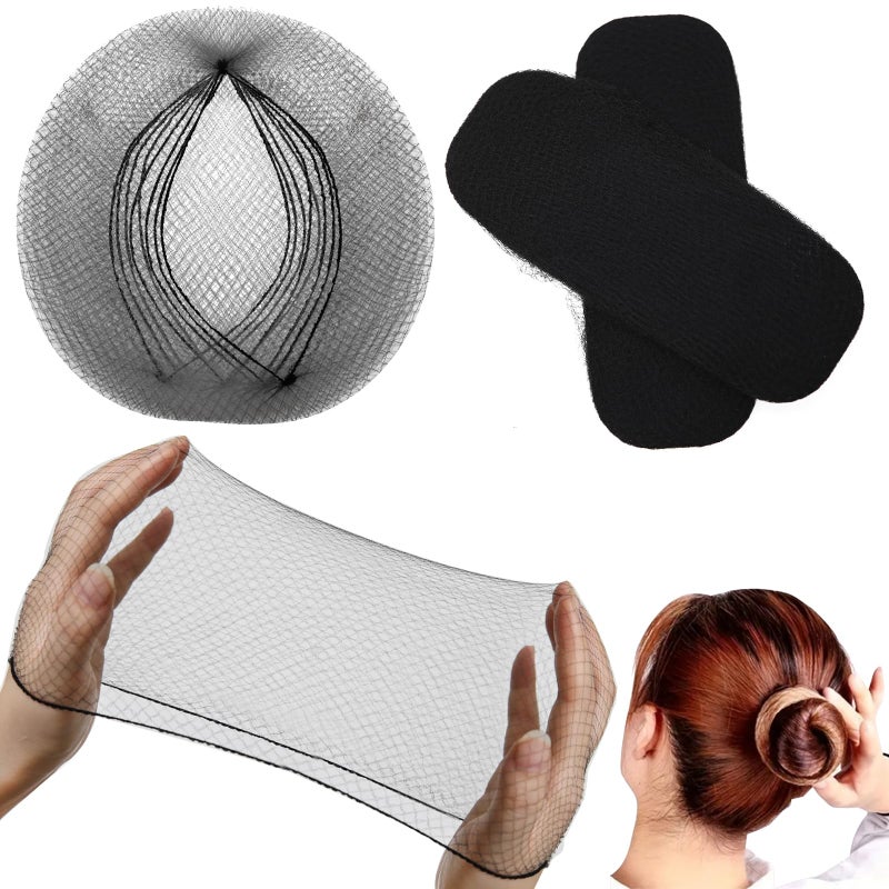 Hair Net 100 Pcs Smilco 20 Inches Elasticity Invisible Elastic Mesh Wig Nets for Hair Bun Making Ballet Dancer Kitchen Food Serive Black