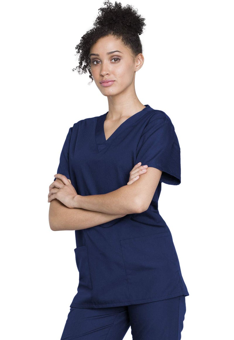 Cherokee womens Unisex Top and Pant Medical Scrubs Set, Navy, Large US - Image 3