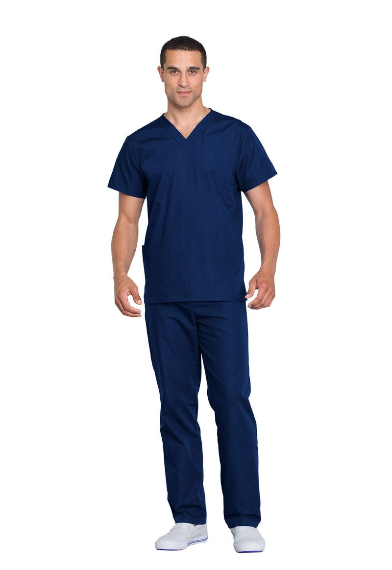 Cherokee womens Unisex Top and Pant Medical Scrubs Set, Navy, Large US - Image 2