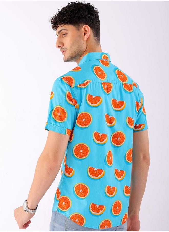 The Indian Garage Co Men Slim Fit Tropical Half Sleeves Cutaway Collar Casual Shirt  - Image 2