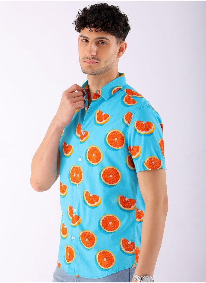 The Indian Garage Co Men Slim Fit Tropical Half Sleeves Cutaway Collar Casual Shirt  - Image 4