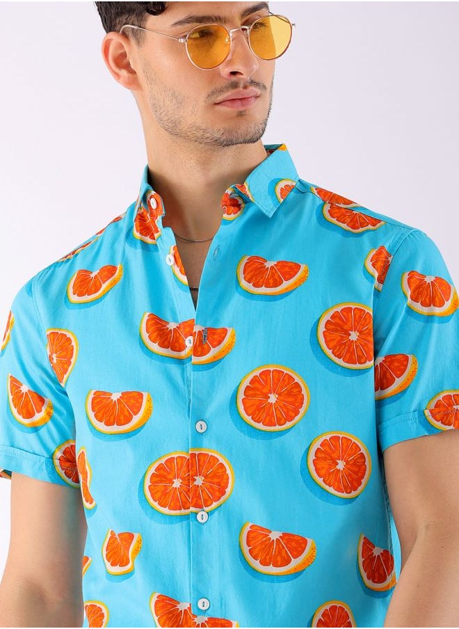 The Indian Garage Co Men Slim Fit Tropical Half Sleeves Cutaway Collar Casual Shirt  - Image 1