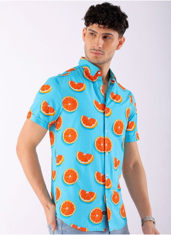 The Indian Garage Co Men Slim Fit Tropical Half Sleeves Cutaway Collar Casual Shirt  - Image 3