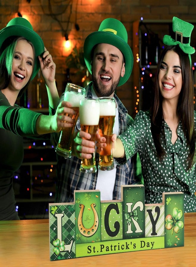 Sophena Valentine's Day & St. Patrick's Day Wooden Table Sign - LUCKY LOVE Reversible Tabletop Decor - Rustic Double-Sided Different Theme Irish Farmhouse Table Centerpiece - Image 5