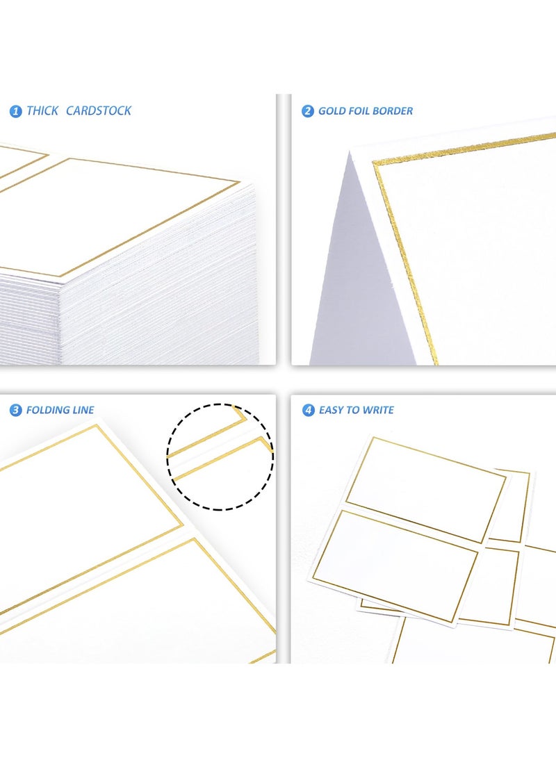 بينكواند بطاقات مقاعد مميزة، تستخدم لتزيين الطاولات، بطاقات مقاعد بحواف مزدوجة مطلية بالذهب، بطاقات مقاعد مقاس 2x3.6 بوصة - مثالية لحفلات الزفاف والطاولات وحفلات العشاء - Image 2
