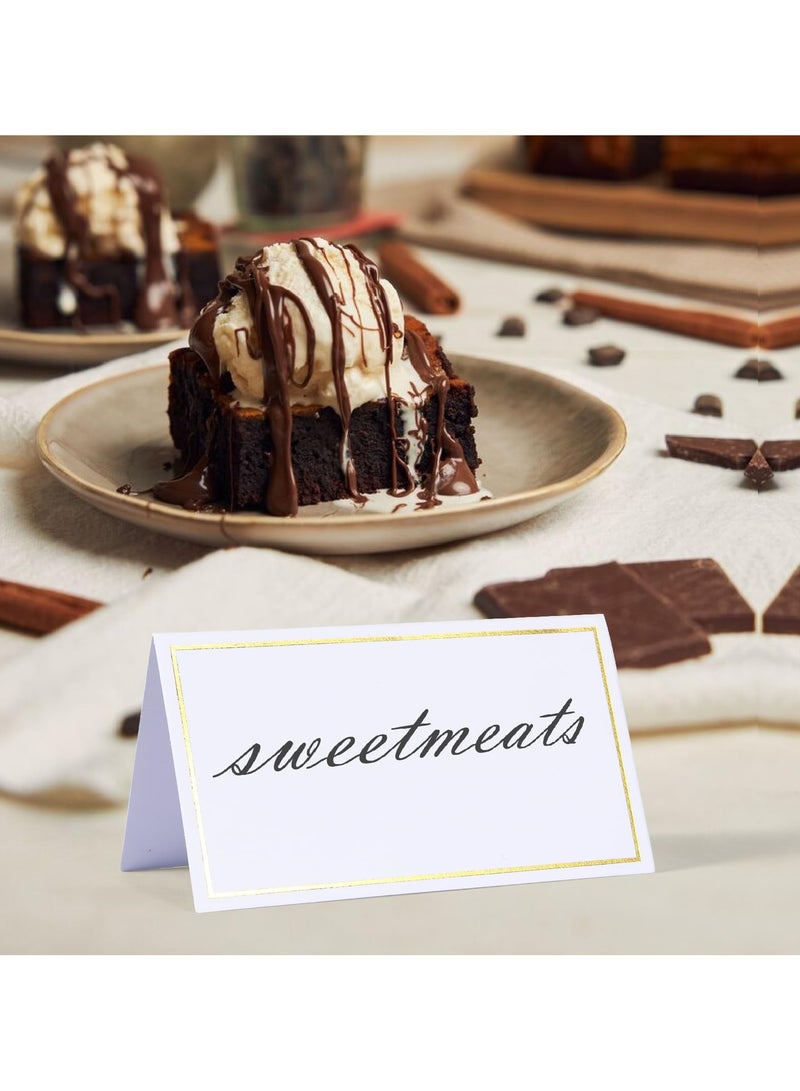 بينكواند بطاقات مقاعد مميزة، تستخدم لتزيين الطاولات، بطاقات مقاعد بحواف مزدوجة مطلية بالذهب، بطاقات مقاعد مقاس 2x3.6 بوصة - مثالية لحفلات الزفاف والطاولات وحفلات العشاء - Image 5