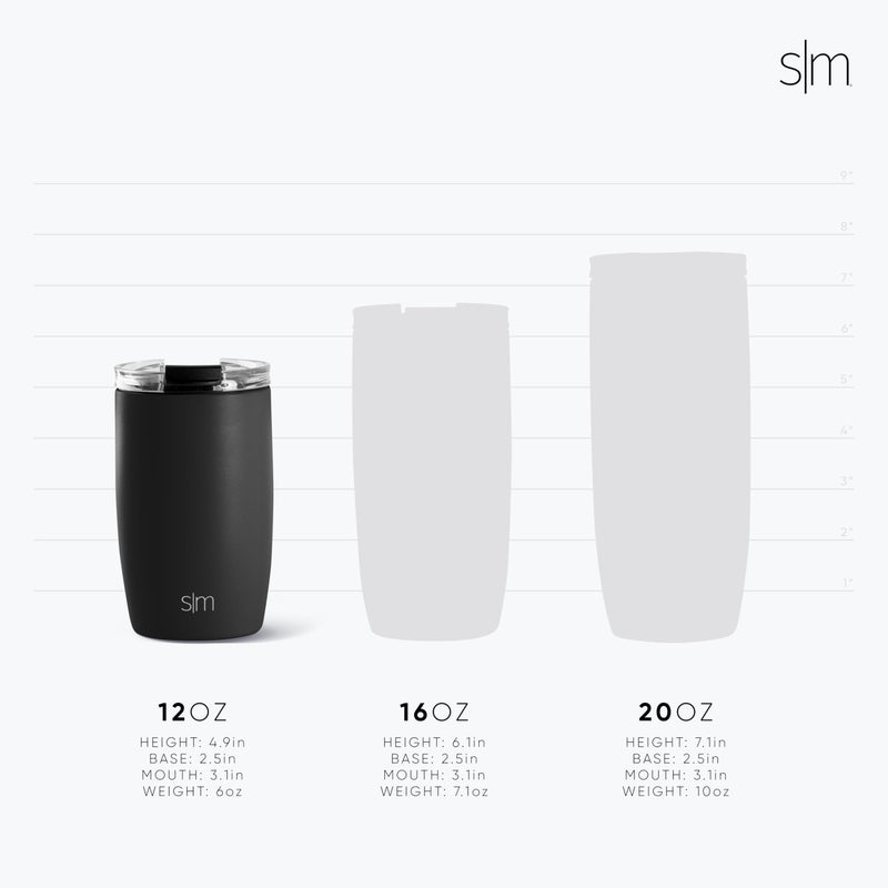Simple Modern Travel Coffee Mug Tumbler with Flip Lid | Reusable Insulated Stainless Steel Cold Brew Iced Coffee Cup Thermos | Gifts for Women Men Him Her | Voyager Collection | 12oz | Midnight Black - Image 3