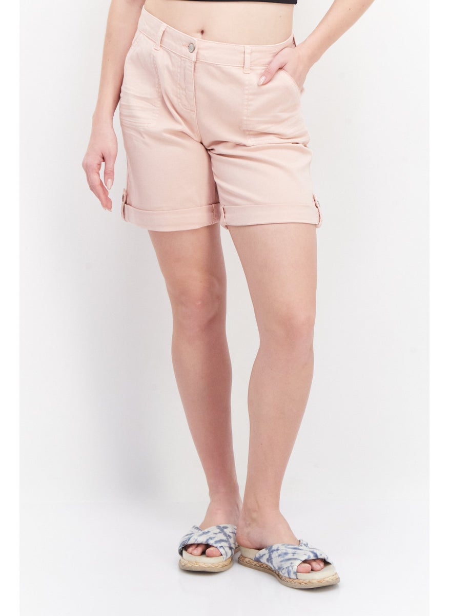 Zero Women Solid Basic Shorts, Light Pink  - Image 1