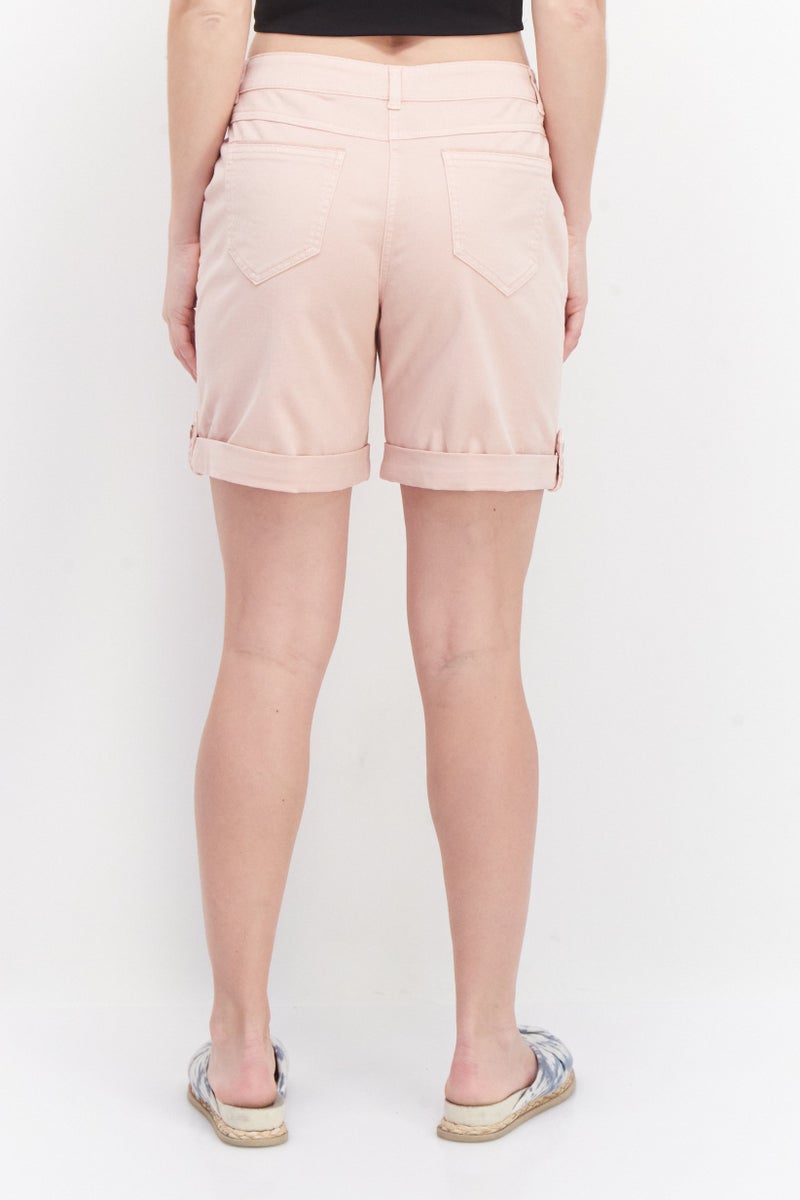 Zero Women Solid Basic Shorts, Light Pink - Image 4