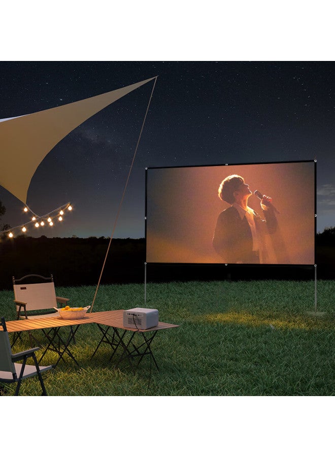 Impressions Wuyinxiang Portable Projection Screen 120 Inch 16:9 Outdoor Movie Screen For Camping Travel, Home Wall-Mounted Screen Washable Foldable With Pull Rope And Adhesive White Soft Screen - Image 4