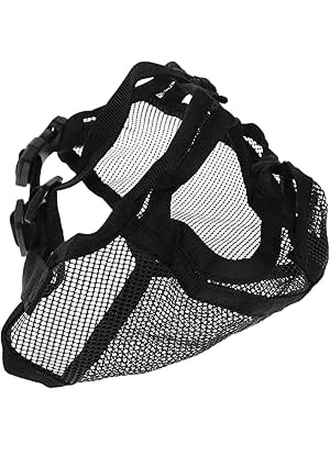 Soft Breathable Mesh Dog Muzzle For Bulldogs Short Snout Adjustable Black Mouth Cover - Image 1