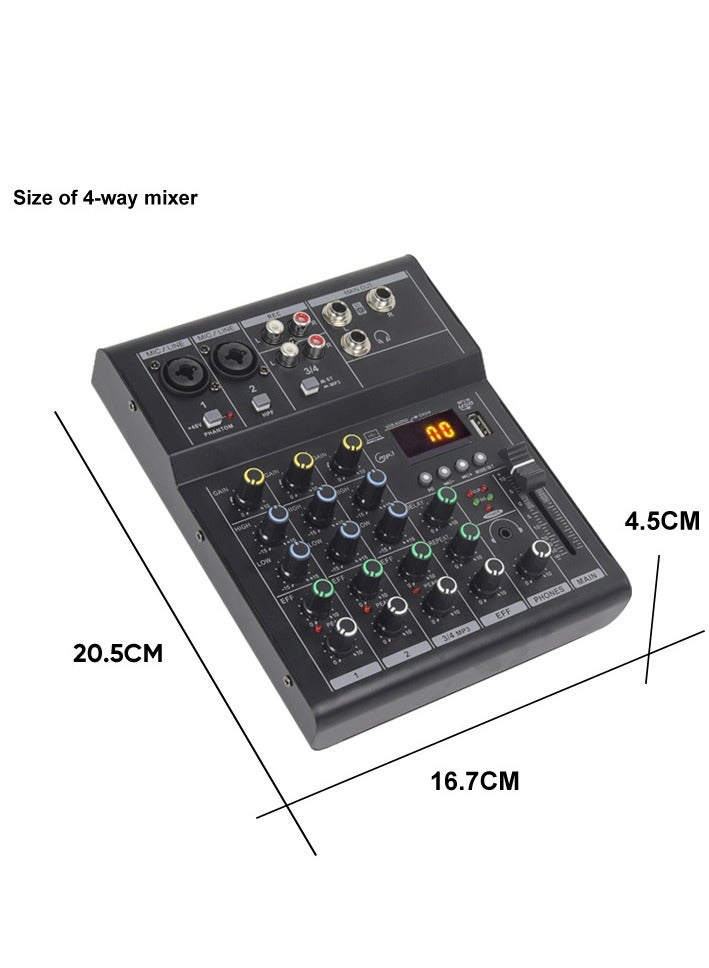 Channel Mixer, DJ Mixing Console, with Bluetooth, 48V Phantom Power Monitor Karaoke System USB Mixer Audio - Image 3