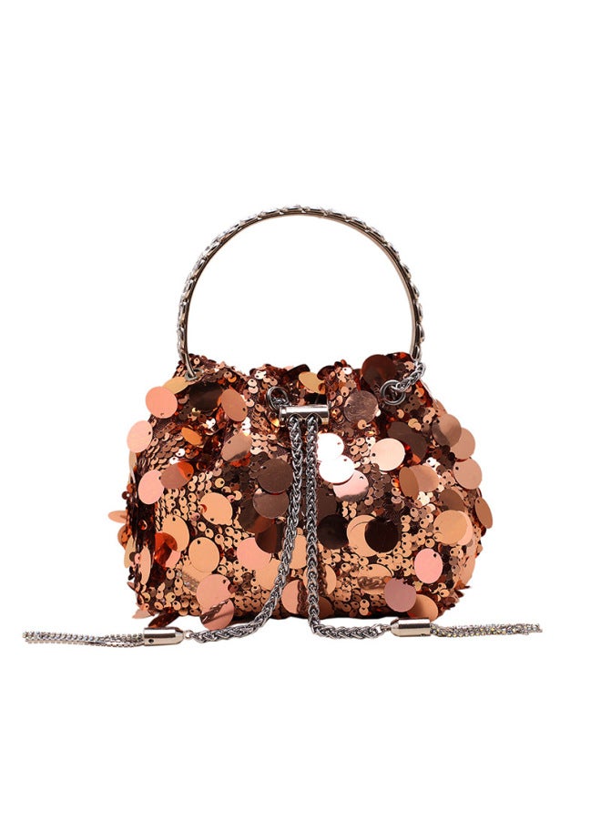 Elegant Evening Bag Made Soft Leather Pattern Suitable For Wedding Party Prom Special Occasions-Color:ROSE-Dimensions:16cm*9cm*13cm - Image 1