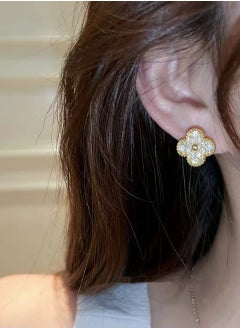 Van Women's four-leaf clover earrings in gold laser style  - Image 3