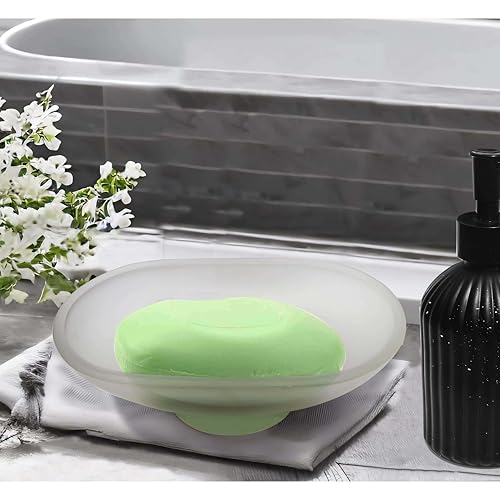 Pure Source India Soap Dish for Washroom Or Kitchen, Simply Place Where Want, No Need to Screw/Fitting, Made by Glass (5.25 Inch) - Image 4