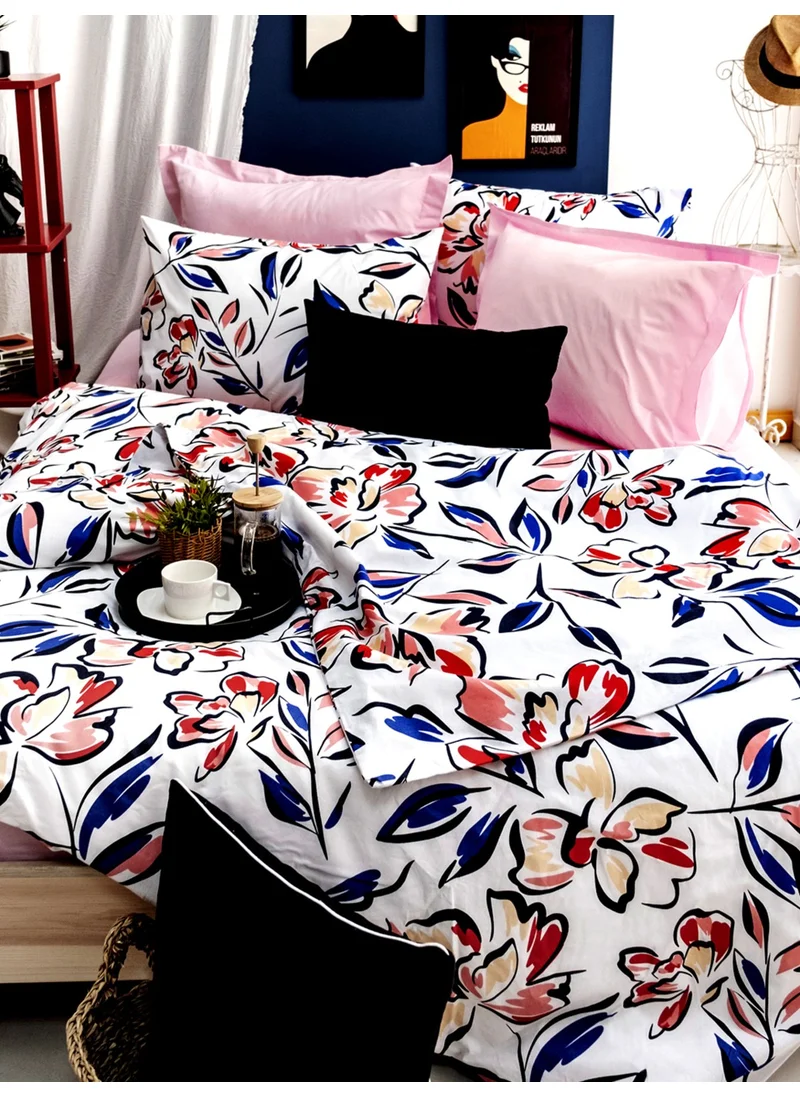 Caqqa Sheet Elastic Cotton Lily Double Duvet Cover Set