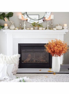 Y&D 3PCS Artificial Flower Fake Money Grass Eucalyptus Leaves Branches Bulk Fall Orange Faux Greenery Stems Touch for Home Office Centerpiece Wedding Banquet Arrangement Decoration  - Image 3