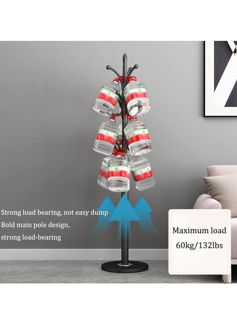 Jorunb - Coat stand Standing coat rack metal coat rack modern clothes rack with 12 hooks natural marble base for scarves bags jackets hat hangers in the entrance area (Black) - Image 1
