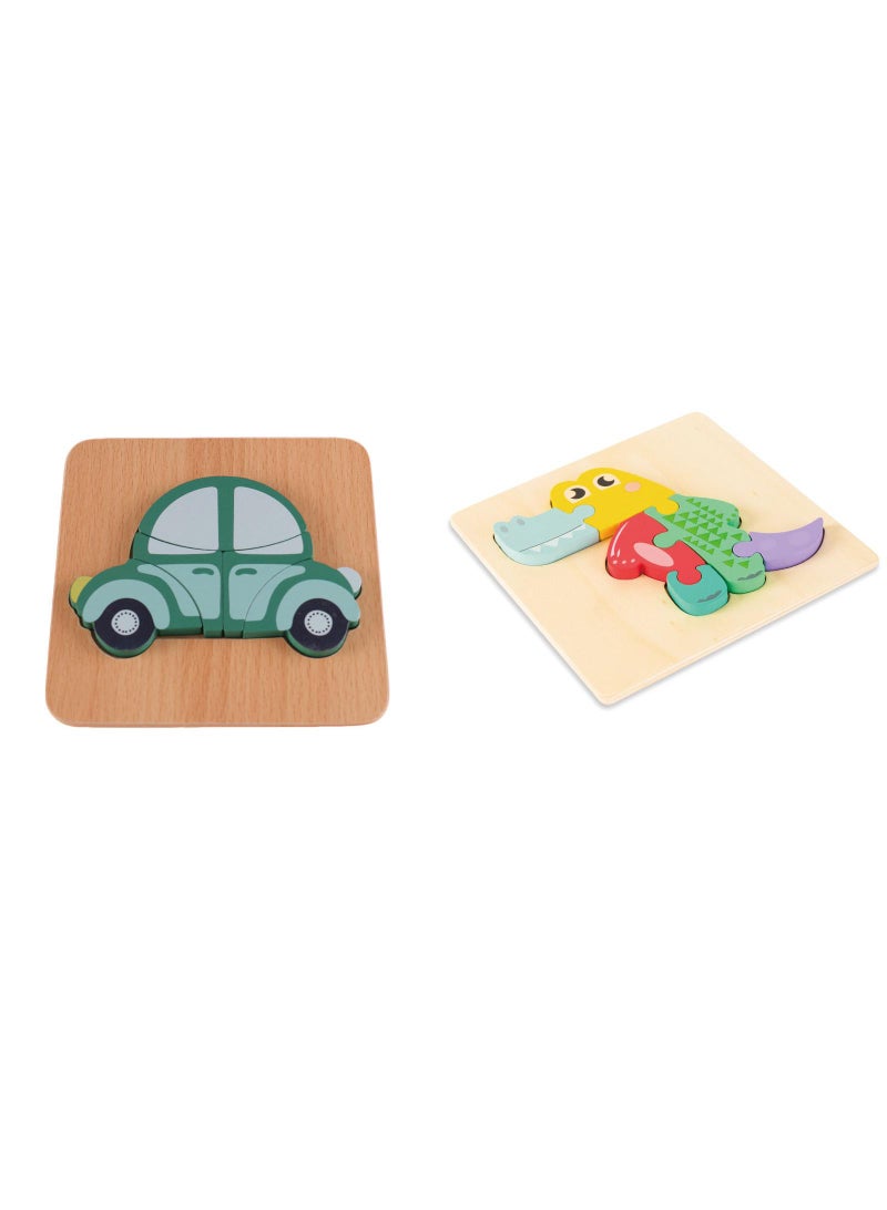Bluejw 2 Piece Set Children's Wooden 3D Puzzle Toy-7 - Image 1