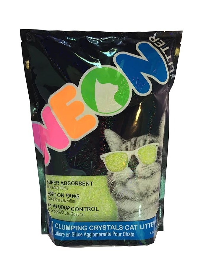 نيون رمل قطط جل السيليكا المتكتل الكرستالي، أخضر 1.81 كيلوجرام 4 لتر - Image 1