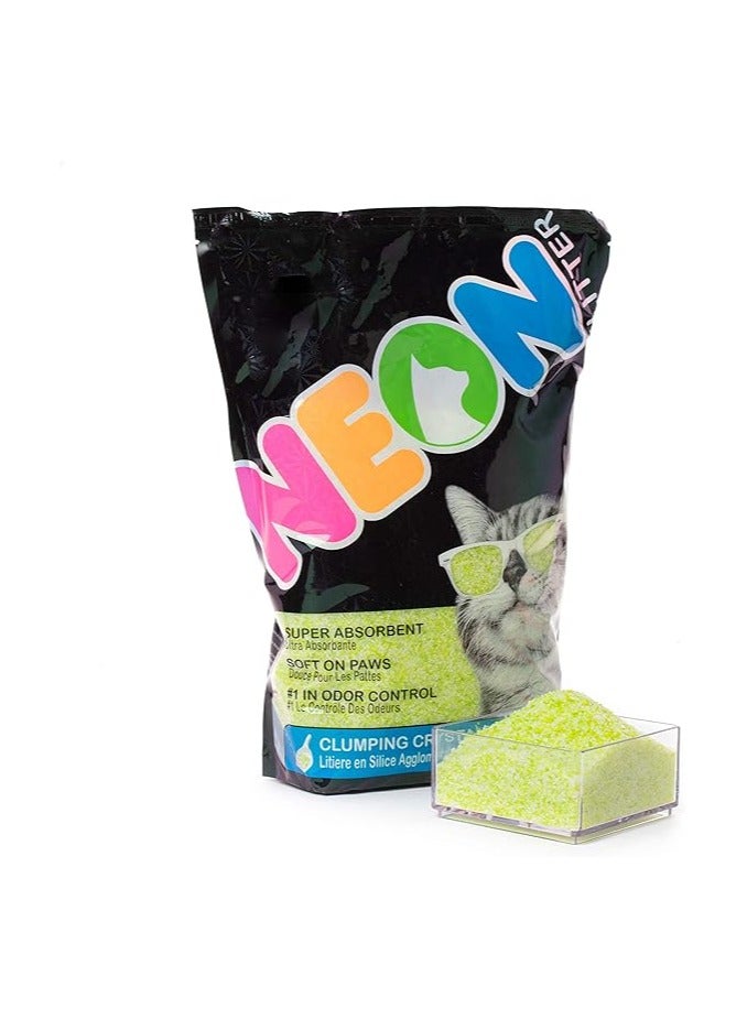 نيون رمل قطط جل السيليكا المتكتل الكرستالي، أخضر 1.81 كيلوجرام 4 لتر - Image 4