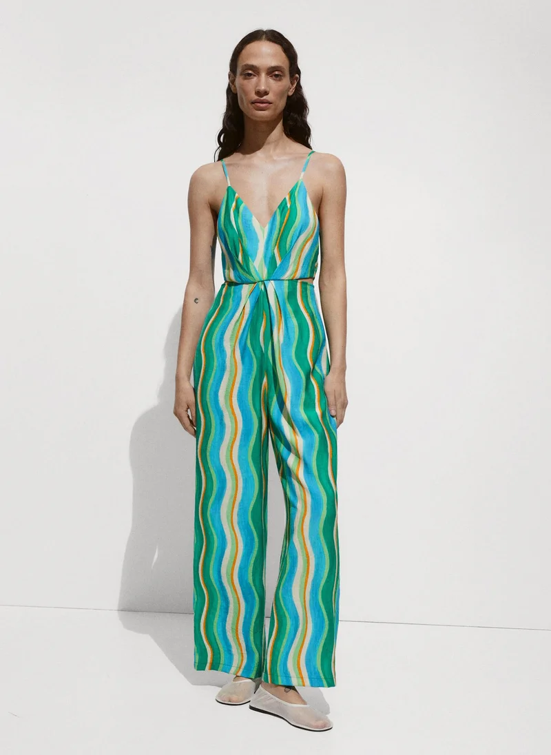 مانجو Casual Slits Printed Draped Jumpsuit