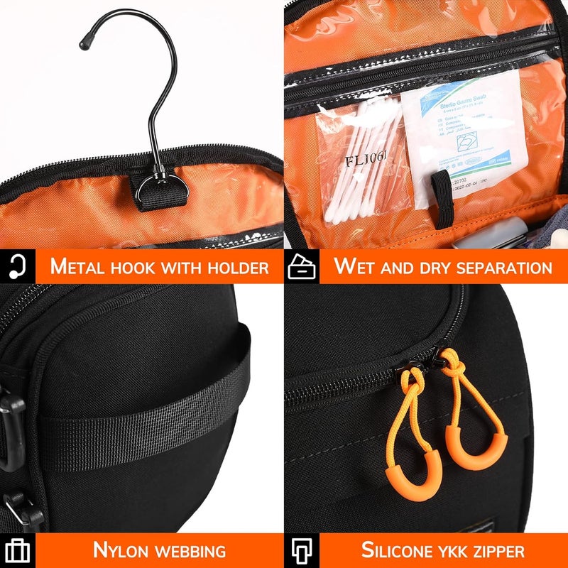 واتاغو حقيبة أدوات النظافة GEAR، أسود، حقيبة أدوات نظافة عملية للرجال مع خطاف - Image 3