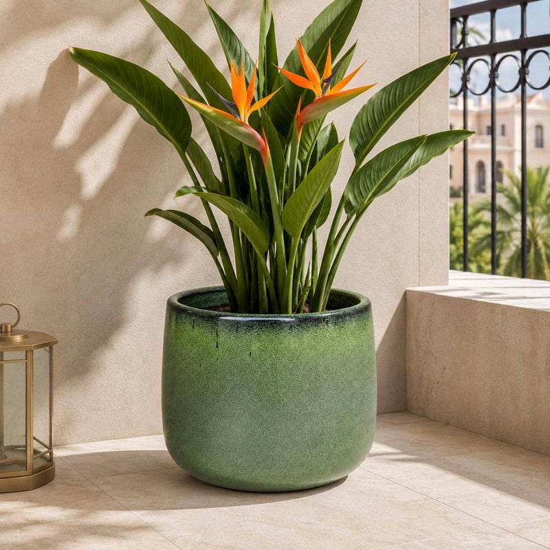 Pan Home Bespoke Terracotta Planter - Green - 221MTV9900174 - Image 1