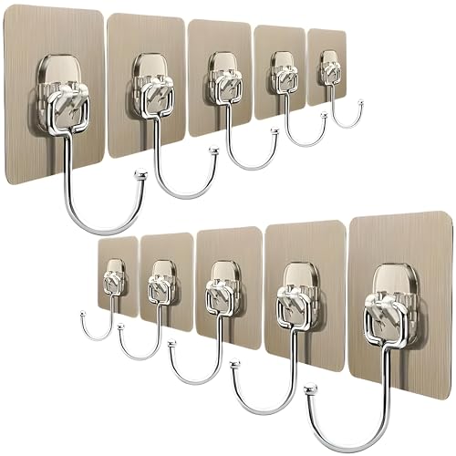 JIALTO 20 Pcs Heavy Duty Adhesive Big Hooks - Waterproof, Rustproof Stainless Steel Hangers for Kitchen, Bathroom, Home, and Office - Image 1