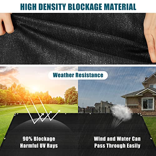 UIRWAY Privacy Screen Fence 4ft x 50ft Black, Heavy Duty 170GSM 90% Blockage Chain Link Fence Privacy Screen, UV Resistant Outdoor Windscreen Shade Net for Backyard Garden Patio Yard with Cable Ties - Image 4