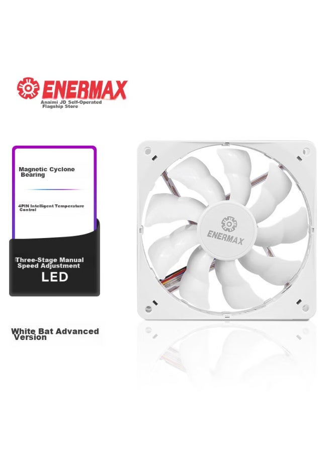Enermax White Bat Advanced Edition 12cm Case Fan, Magnetic Air Bearing, 4pin Smart Temperature Control, Three-stage Manual Speed Adjustment, Led - Image 1