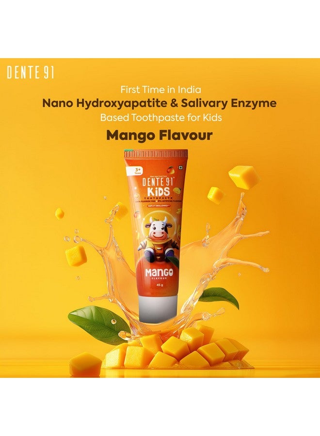 DENTE91 Kids Toothpaste, Protects Against Dental Caries & Hypersensitivity, Fluoride Free, Mango Flavour - 45G  - Image 3